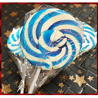正宗純台灣製超大藍白漩渦棒棒糖(10公分直徑120g重量)單隻報價-晶瑩剔透款