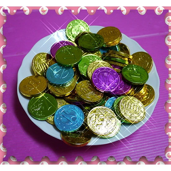 彩色金箔紙巧克力系列-3.5公分金幣(歐元) 彩色金箔紙巧克力系列-3.5公分金幣(歐元)