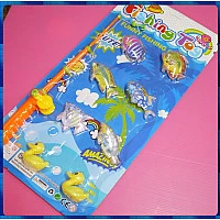 大型手動式水晶釣魚玩具並含有2隻黃色小鴨鴨