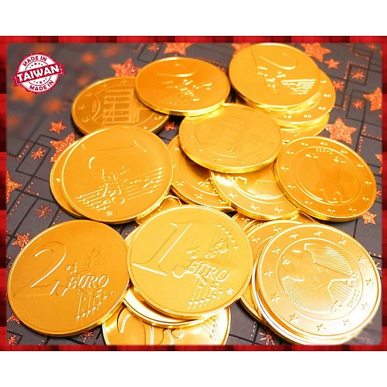 史上最大7.5公分歐元金幣巧克力一台斤裝-台灣製造 史上最大7.5公分歐元金幣巧克力一台斤裝-台灣製造